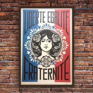 OBEY  - Shepard Fairey - Lithographie Signée - Liberté égalité fraternité