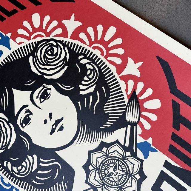 OBEY  - Shepard Fairey - Lithographie Signée - Liberté égalité fraternité